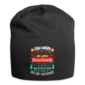 Weihnachts Weihnachten Liebe Cousine Lustig - Jersey-Beanie - Schwarz - Vorne