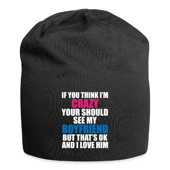 Verrückter Freund - Humorvolles Motiv - Jersey-Beanie - Schwarz - Vorne