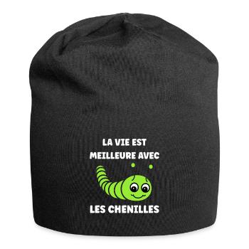 Chenilles insecte Amour petite chenille - Bonnet en jersey - noir - Devant