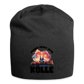 Frohes Neues Jahr mit Feuerwerk in Köln - Jersey-Beanie - Schwarz - Vorne
