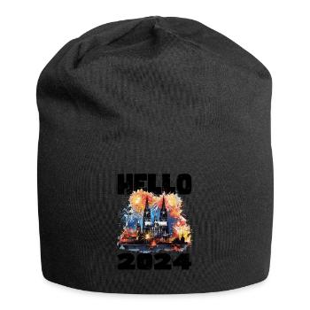 Frohes Neues Jahr mit Feuerwerk in Köln - Jersey-Beanie - Schwarz - Vorne
