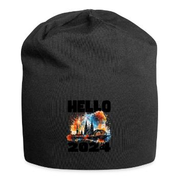 Happy New Year with fireworks in Cologne - Jersey Beanie - black - Front