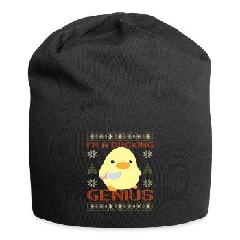 Duck with Knife Meme - Quacking Genius Christmas - Jersey Beanie - black - Front