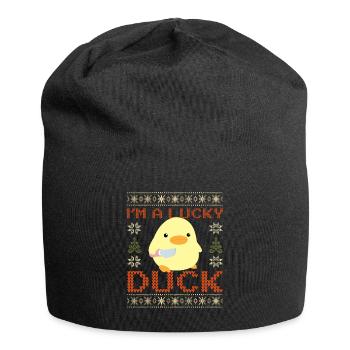 Duck with Knife Meme - Lucky Duck Ugly Christmas - Jersey Beanie - black - Front