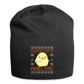Ente mit Messer Meme - Duck Off Ugly Christmas - Jersey-Beanie - Schwarz - Vorne