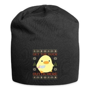 Duck with Knife Meme - Get the Duck Ugly Christmas - Jersey Beanie - black - Front