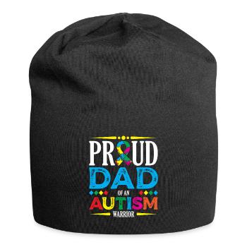 Proud father of an autism warrior spectrum - Jersey Beanie - black - Front