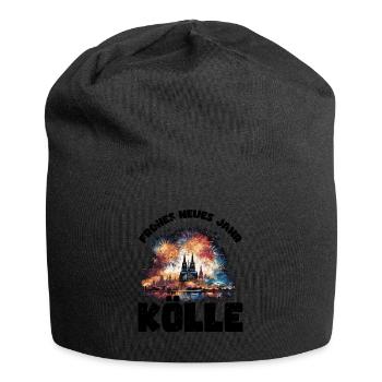 Frohes Neues Jahr mit Feuerwerk in Köln - Jersey-Beanie - Schwarz - Vorne