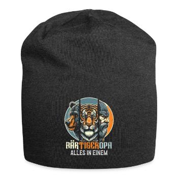 BärtigerOpa Bär Tiger Opa Geschenk Bart Bartträger - Jersey-Beanie - Anthrazit - Vorne