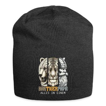 Bärtigerpapa Bär Tiger Papa Vater Geschenk Bart - Jersey-Beanie - Anthrazit - Vorne
