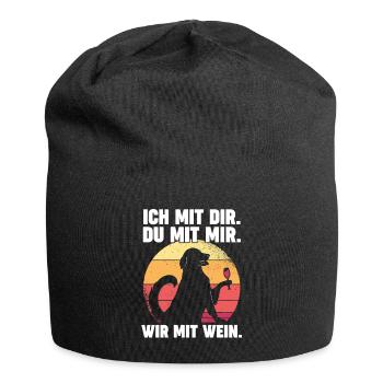 Hund Ich Mit Dir Du Mit Mir Wir Mit Wein - Jersey-Beanie - Schwarz - Vorne