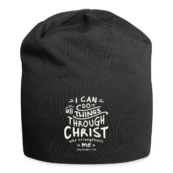 All Things Possible - Philippians 4:13 Christian - Jersey Beanie - black - Front