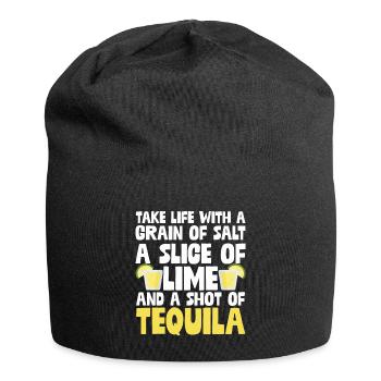 Un grain de sel, une tranche de citron vert _ Shot De Tequila - Bonnet en jersey - noir - Devant