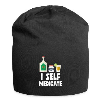 Je m'automédicamente Bouteille de tequila Jeu de mots Shot Pun - Bonnet en jersey - noir - Devant