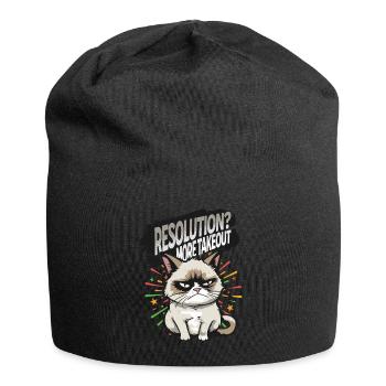 More Takeout - Angry Cat Happy New Year Pajamas - Jersey-Beanie - Schwarz - Vorne