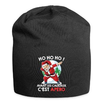 AVANT LES CADEAUX C EST APÉRO PULL MOCHE NOEL - Bonnet en jersey - noir - Devant