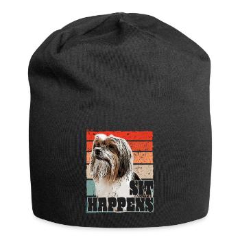 Biewer Terrier Drawing, Funny Saying - Jersey Beanie - black - Front