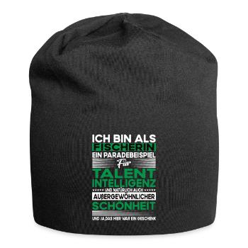Fischerin Bescheiden - Lustiger Spruch - Jersey-Beanie - Schwarz - Vorne