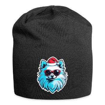 Pomeranian Christmas Illustration - Jersey Beanie - black - Front