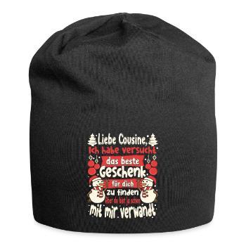 Weihnachts Weihnachten Liebe Cousine Lustig - Jersey-Beanie - Schwarz - Vorne