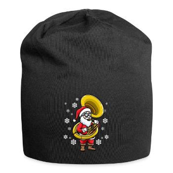 Weihnachtsmann Mit Sousaphon-instrument - Jersey-Beanie - Schwarz - Vorne