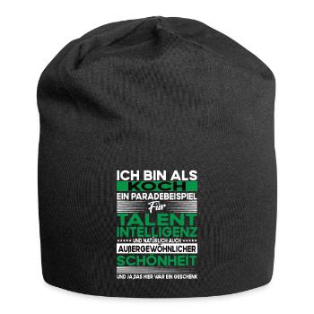 Koch Bescheiden - Lustiger Spruch - Jersey-Beanie - Schwarz - Vorne
