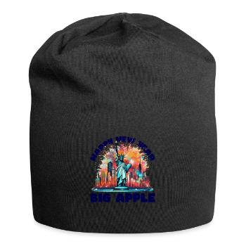 Happy New Year with fireworks in New York - Jersey Beanie - black - Front