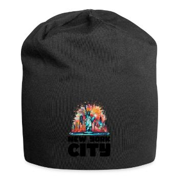 Happy New Year with fireworks in New York - Jersey Beanie - black - Front