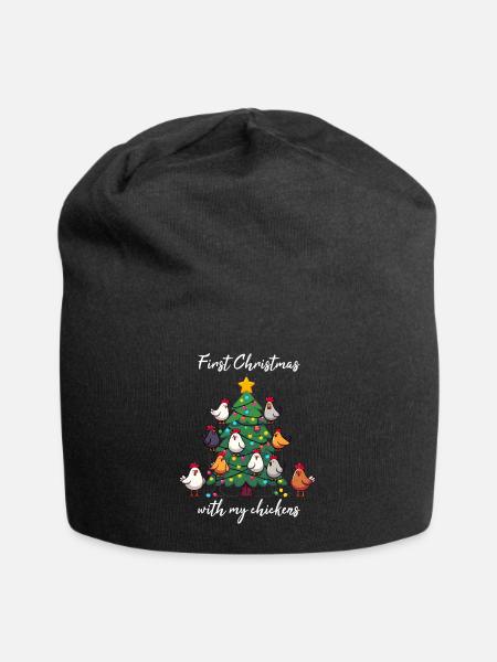 Weihnachten mit Hühner Hühnerbesitzer Hühnerstall - Jersey-Beanie - Schwarz