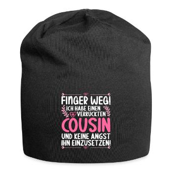 Finger weg ich habe einen verrückten Cousin - Jersey-Beanie - Schwarz - Vorne