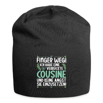 Finger weg ich habe eine verrückte Cousine - Jersey-Beanie - Schwarz - Vorne