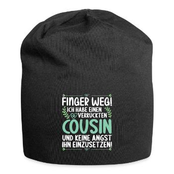 Finger weg ich habe einen verrückten Cousin - Jersey-Beanie - Schwarz - Vorne