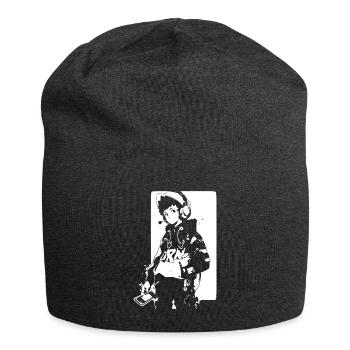 Shibuya's cool Cyberpunk Style Anime Boy Otaku - Jersey-Beanie - Anthrazit - Vorne