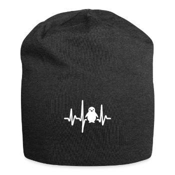 Penguin Funny Heart Rate Gift - Jersey Beanie - charcoal grey - Front