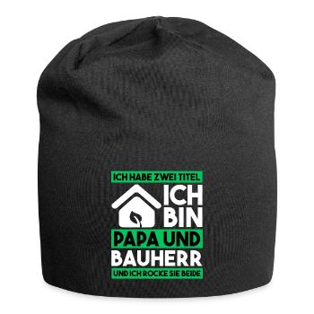 Papa und Bauherr Richtfest Ökologisches Bauen - Jersey-Beanie - Schwarz - Vorne
