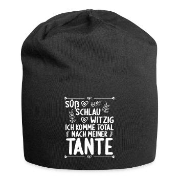 Ich komme total nach meiner Tante Nichte Neffe - Jersey-Beanie - Schwarz - Vorne