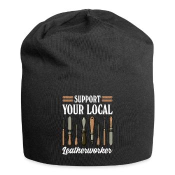 Leatherwork, Stamping, Craftsman, Leatherworker - Jersey Beanie - black - Front