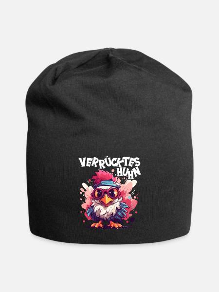Huhn Hühner Hühnerbesitzer Verrücktes Huhn - Jersey-Beanie - Schwarz