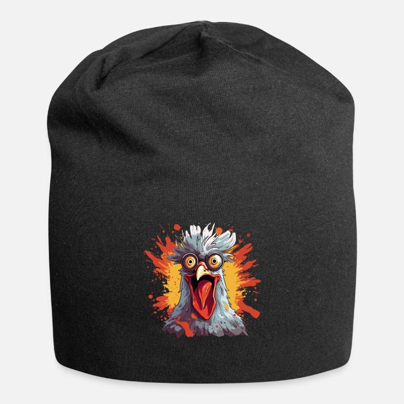 Huhn Hühner Hühnerbesitzer Verrücktes Huhn - Jersey-Beanie - Schwarz