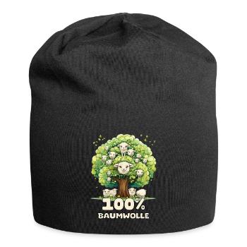 Lustiges Wortspiel; 100 % Baumwolle - Jersey-Beanie - Schwarz - Vorne