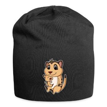 Meerkat Family - Meerkat with baby - Jersey Beanie - black - Front
