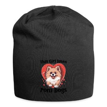 Pomeranian Pom-Pom - This Girl loves Pom Dogs - Jersey-Beanie - Schwarz - Vorne