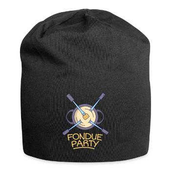 Fondue Party Käsefondue Weihnachtsessen - Jersey-Beanie - Schwarz - Vorne