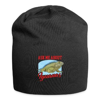 Leguan Eidechse Reptilien Leguane Geschenk - Jersey-Beanie - Schwarz - Vorne