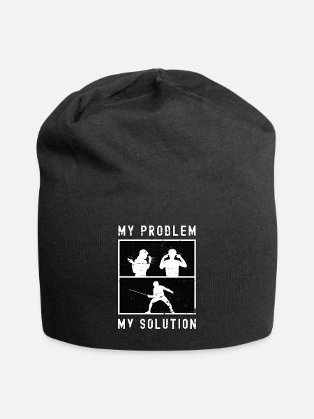 Fencer My Problem My Solution Pictogram Dad Mom - Jersey-Beanie - Schwarz