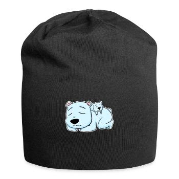 Bear Family - Bear with Baby - Jersey Beanie - black - Front
