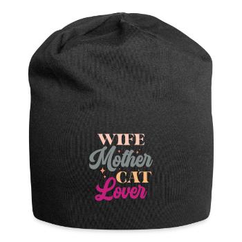 Wife Mother Cat Lover - Lustige Katzen Mama Retro - Jersey-Beanie - Schwarz - Vorne