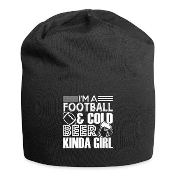 Football Football And Cold Beer Kinda Girl - Jersey Beanie - black - Front