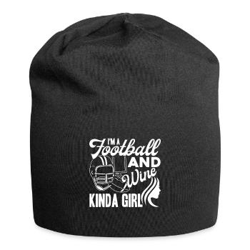 Football Football and Wine Kinda Girl - Jersey Beanie - black - Front