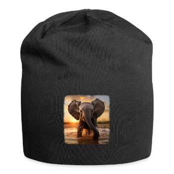 Elephant Realistic Elephant - Jersey Beanie - black - Front